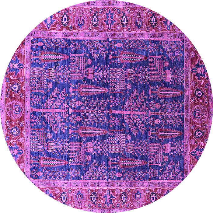 Round Machine Washable Oriental Purple Industrial Area Rugs, wshurb2316pur