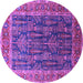 Round Machine Washable Oriental Purple Industrial Area Rugs, wshurb2316pur