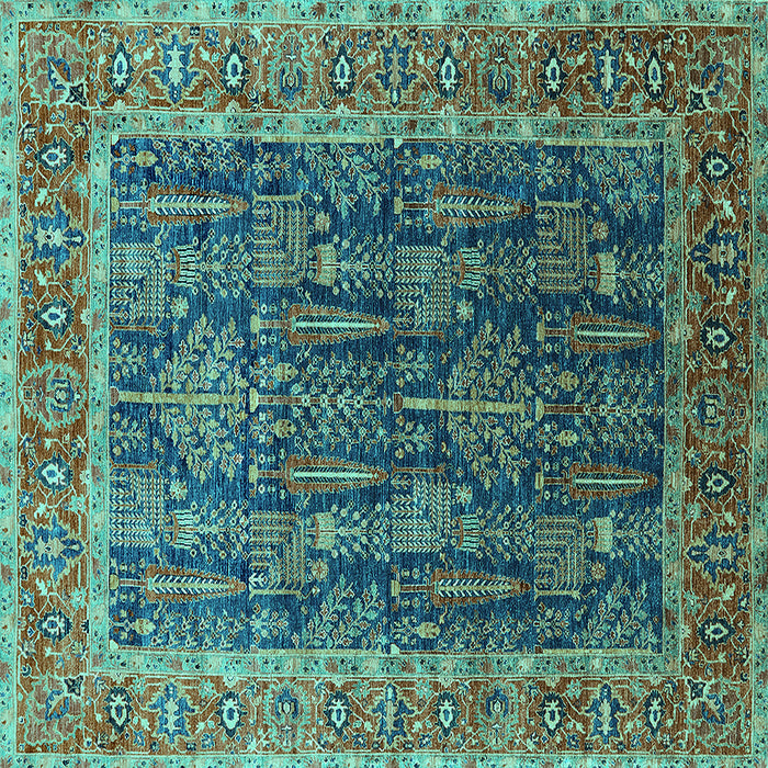 Square Oriental Turquoise Industrial Rug, urb2316turq
