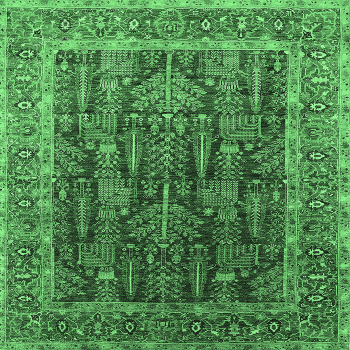 Square Oriental Emerald Green Industrial Rug, urb2316emgrn