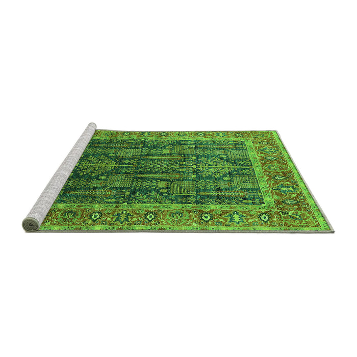 Sideview of Machine Washable Oriental Green Industrial Area Rugs, wshurb2316grn