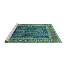 Sideview of Machine Washable Oriental Turquoise Industrial Area Rugs, wshurb2316turq