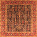 Square Machine Washable Oriental Orange Industrial Area Rugs, wshurb2316org