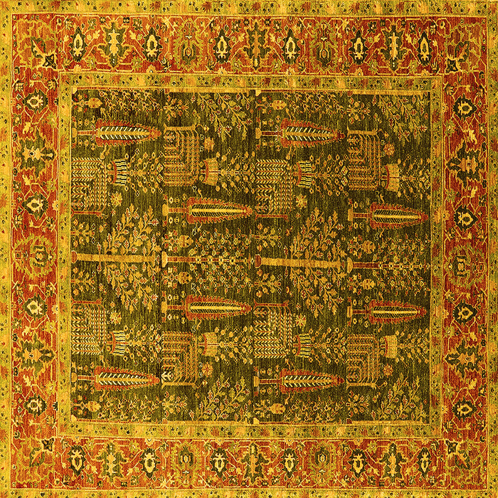 Square Machine Washable Oriental Yellow Industrial Rug, wshurb2316yw