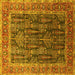 Square Machine Washable Oriental Yellow Industrial Rug, wshurb2316yw