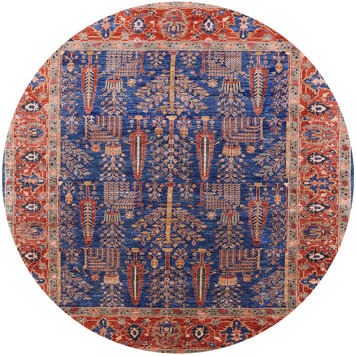 Round Machine Washable Industrial Modern Dark Raspberry Purple Rug, wshurb2316