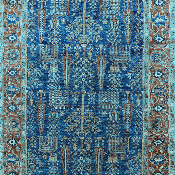 Machine Washable Oriental Light Blue Industrial Rug, wshurb2316lblu
