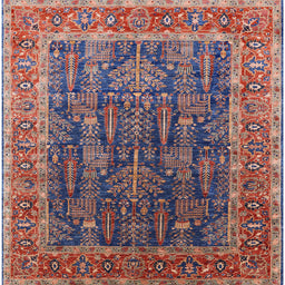 Square Mid-Century Modern Dark Raspberry Purple Oriental Rug, urb2316