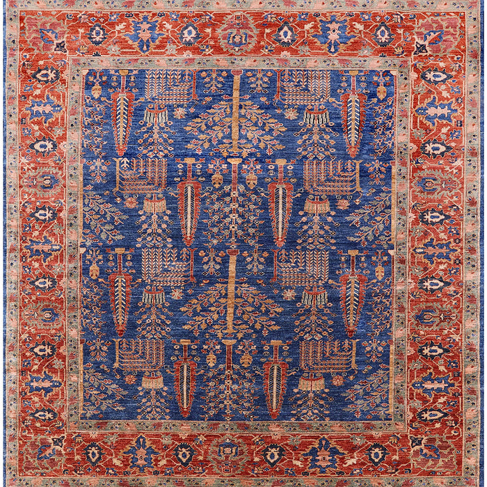 Square Mid-Century Modern Dark Raspberry Purple Oriental Rug, urb2316