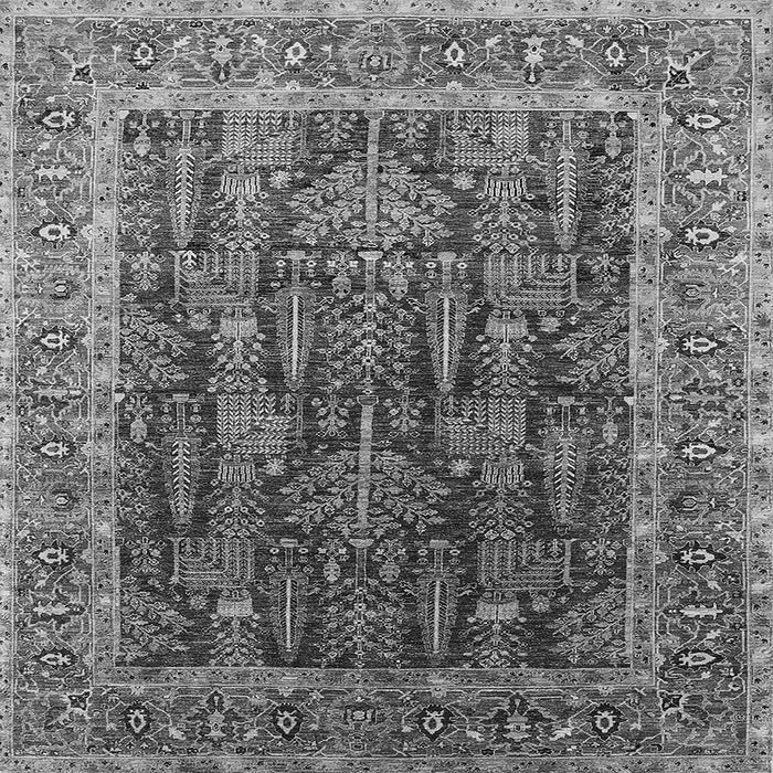 Square Machine Washable Oriental Gray Industrial Rug, wshurb2316gry