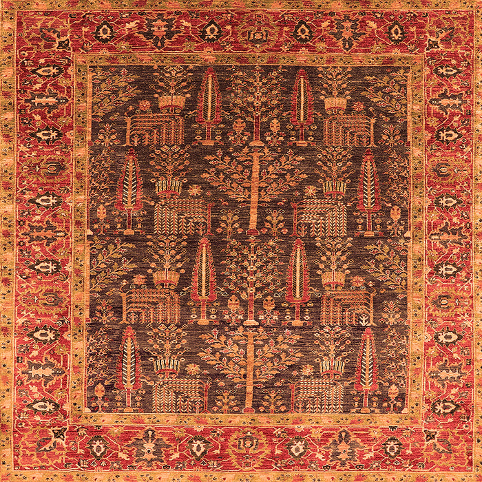 Square Oriental Orange Industrial Rug, urb2316org