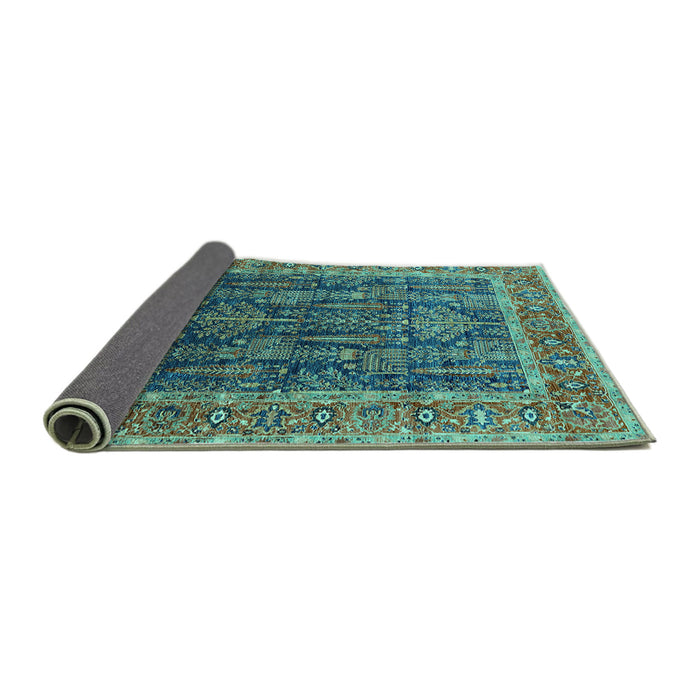Sideview of Oriental Turquoise Industrial Rug, urb2316turq