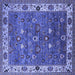 Square Machine Washable Oriental Blue Industrial Rug, wshurb2317blu