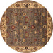 Round Oriental Brown Industrial Rug, urb2317brn