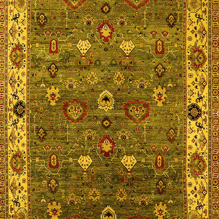 Machine Washable Oriental Yellow Industrial Rug, wshurb2317yw