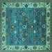 Square Oriental Turquoise Industrial Rug, urb2317turq