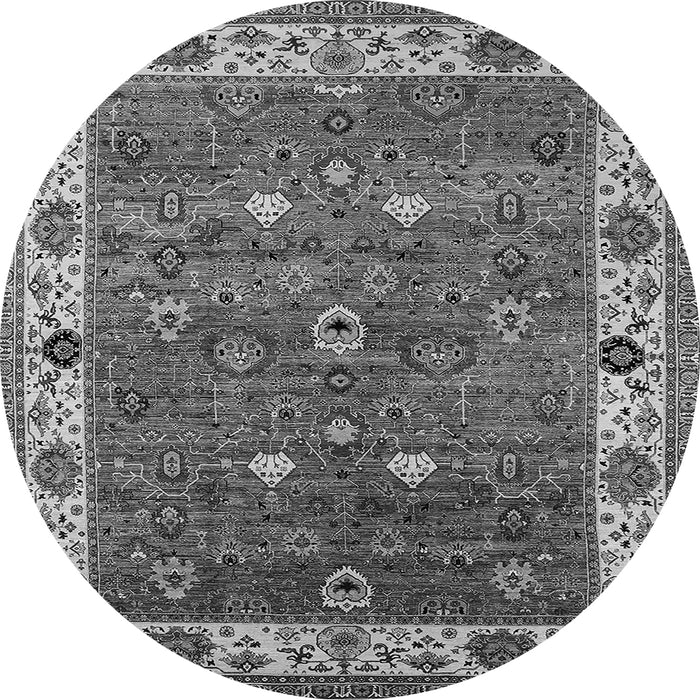 Round Oriental Gray Industrial Rug, urb2317gry