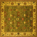 Square Machine Washable Oriental Yellow Industrial Rug, wshurb2317yw