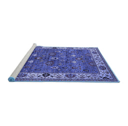 Sideview of Machine Washable Oriental Blue Industrial Rug, wshurb2317blu