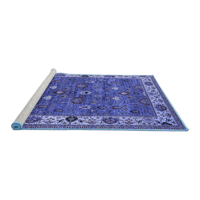 Sideview of Machine Washable Oriental Blue Industrial Rug, wshurb2317blu