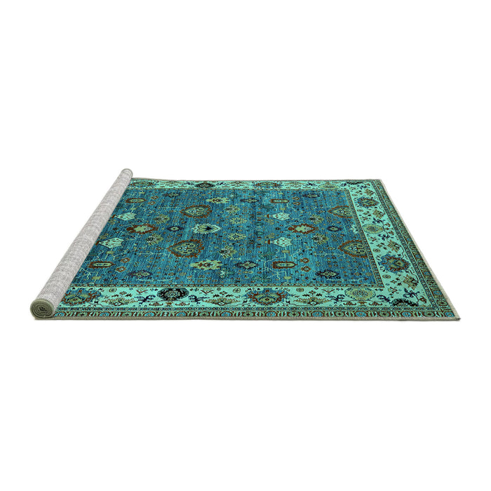 Sideview of Machine Washable Oriental Turquoise Industrial Area Rugs, wshurb2317turq