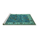 Sideview of Machine Washable Oriental Turquoise Industrial Area Rugs, wshurb2317turq