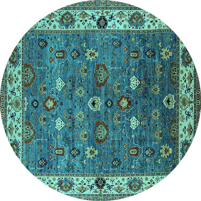 Round Oriental Turquoise Industrial Rug, urb2317turq
