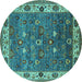 Round Oriental Turquoise Industrial Rug, urb2317turq