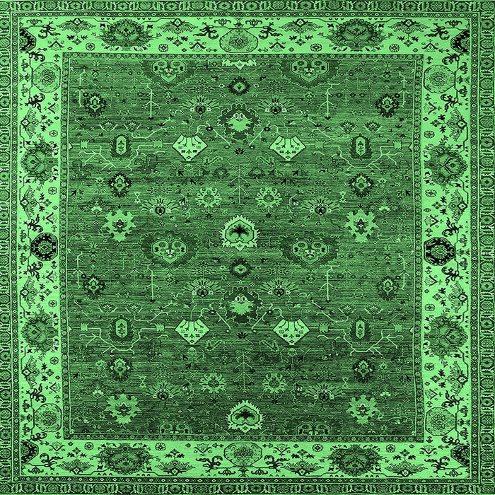 Square Machine Washable Oriental Emerald Green Industrial Area Rugs, wshurb2317emgrn