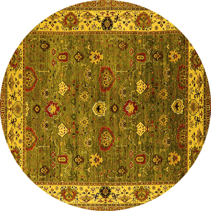 Round Oriental Yellow Industrial Rug, urb2317yw