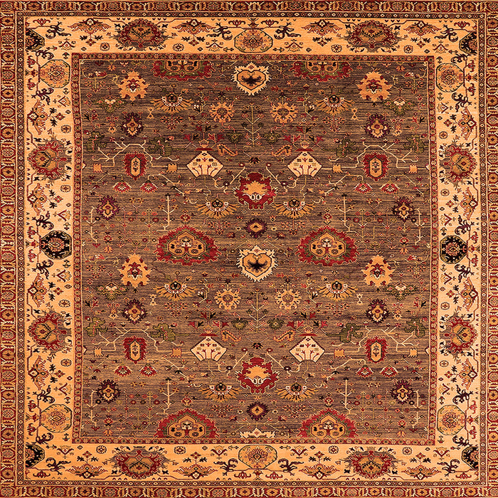 Square Machine Washable Oriental Orange Industrial Area Rugs, wshurb2317org