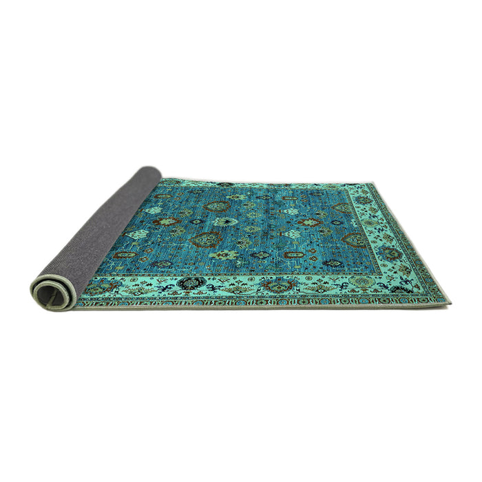 Sideview of Oriental Turquoise Industrial Rug, urb2317turq