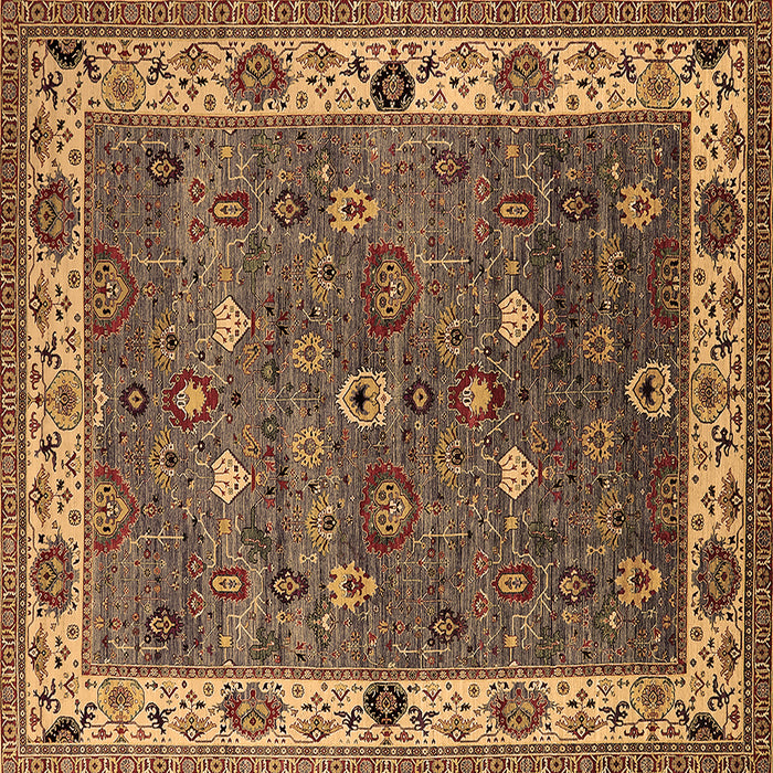 Square Machine Washable Oriental Brown Industrial Rug, wshurb2317brn