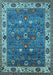 Machine Washable Oriental Light Blue Industrial Rug, wshurb2317lblu