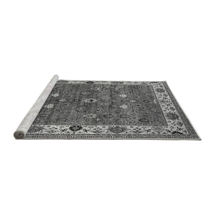 Sideview of Machine Washable Oriental Gray Industrial Rug, wshurb2317gry