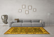 Machine Washable Oriental Yellow Industrial Rug in a Living Room, wshurb2317yw