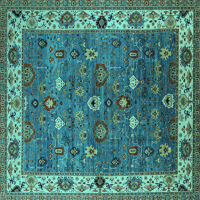 Square Machine Washable Oriental Turquoise Industrial Area Rugs, wshurb2317turq