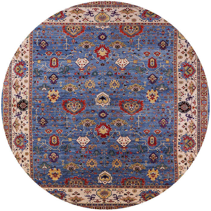 Round Mid-Century Modern Maroon Purple Oriental Rug, urb2317