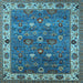 Square Machine Washable Oriental Light Blue Industrial Rug, wshurb2317lblu