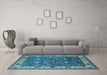 Machine Washable Oriental Light Blue Industrial Rug in a Living Room, wshurb2317lblu