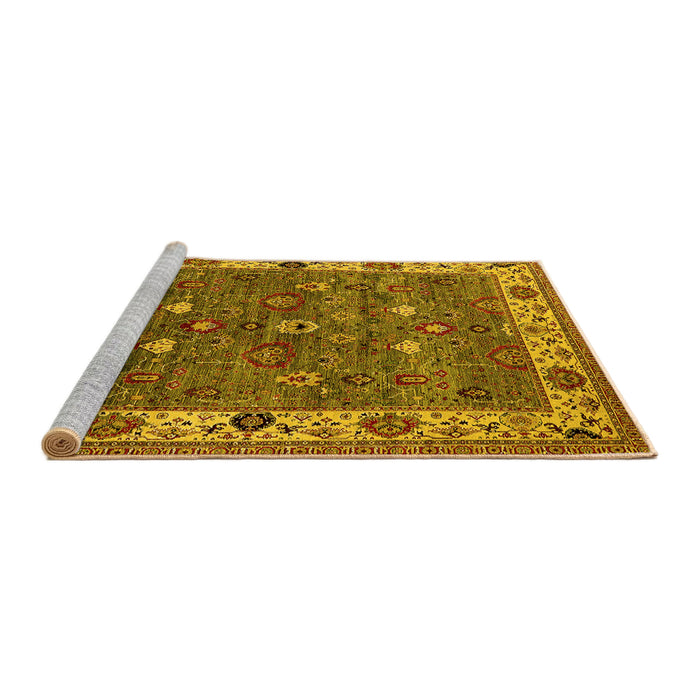 Sideview of Machine Washable Oriental Yellow Industrial Rug, wshurb2317yw