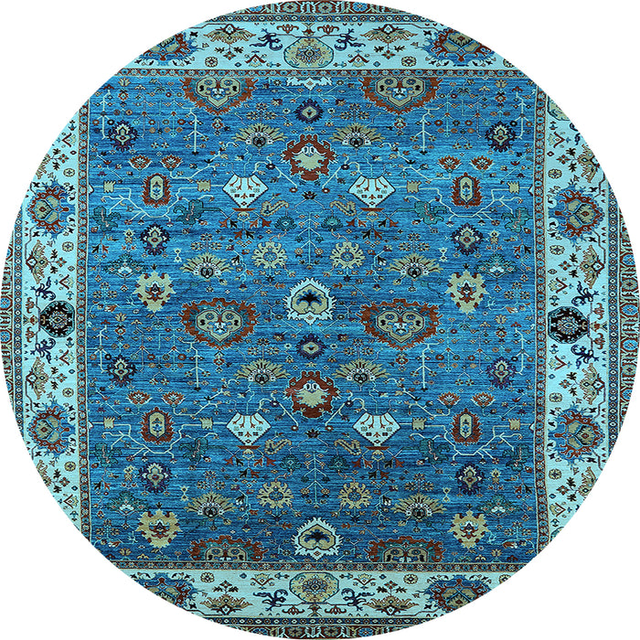 Round Oriental Light Blue Industrial Rug, urb2317lblu
