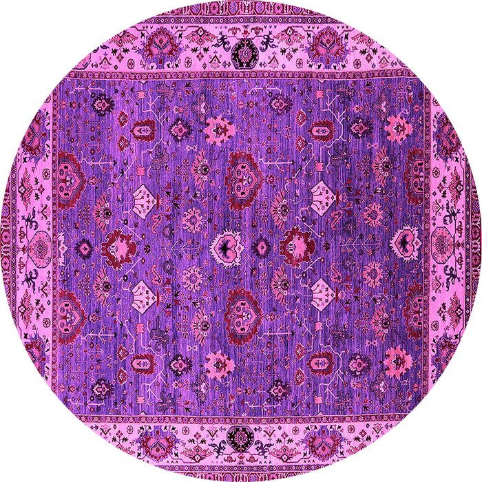 Round Machine Washable Oriental Pink Industrial Rug, wshurb2317pnk