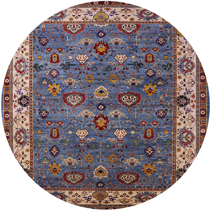 Round Mid-Century Modern Maroon Purple Oriental Rug, urb2318