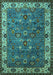 Machine Washable Oriental Turquoise Industrial Area Rugs, wshurb2318turq