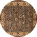 Round Machine Washable Oriental Brown Industrial Rug, wshurb2318brn