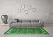 Machine Washable Oriental Emerald Green Industrial Area Rugs in a Living Room,, wshurb2318emgrn