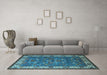 Machine Washable Oriental Light Blue Industrial Rug in a Living Room, wshurb2318lblu