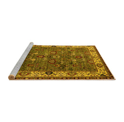 Sideview of Machine Washable Oriental Yellow Industrial Rug, wshurb2318yw