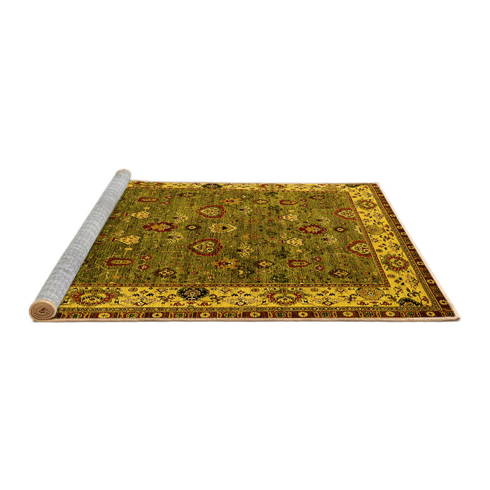 Sideview of Machine Washable Oriental Yellow Industrial Rug, wshurb2318yw